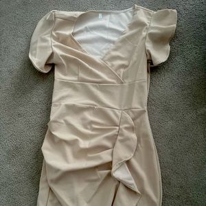 Ruffle beige midi dress